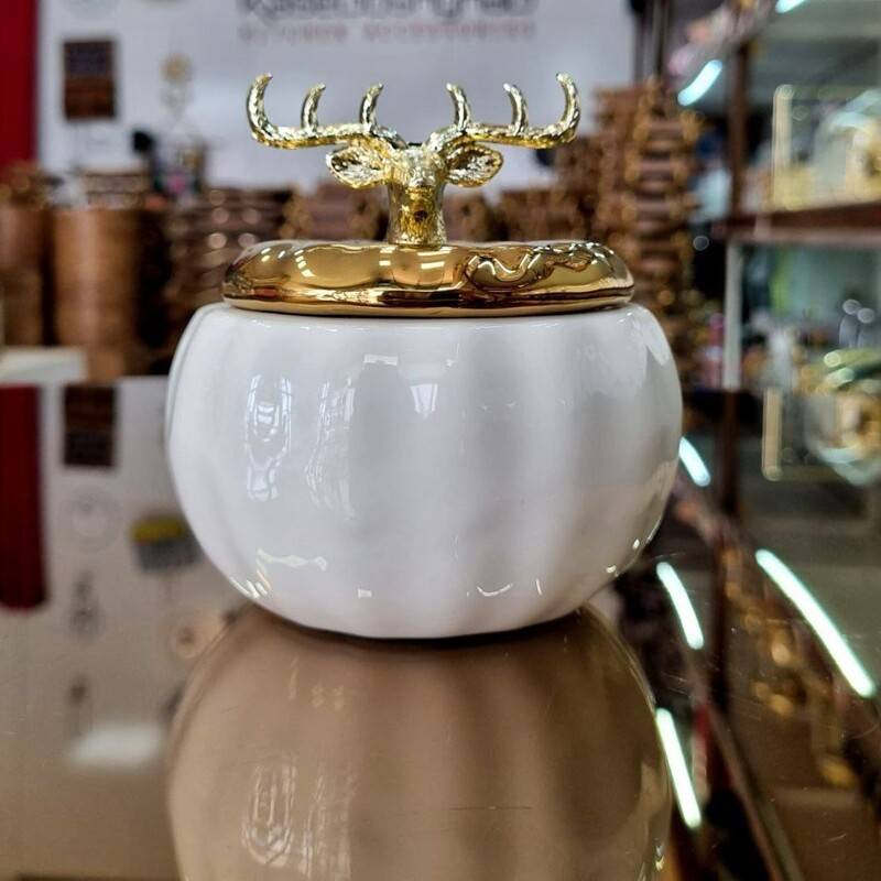 تصویر از قندان سرامیک درب طلایی