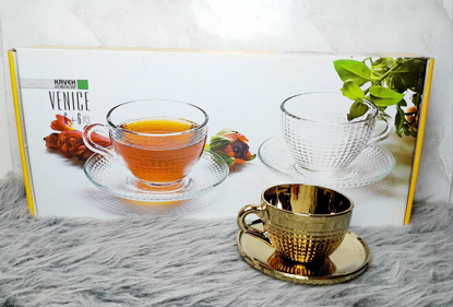 تصویر از فنجان نعلبکی ونیز طلایی