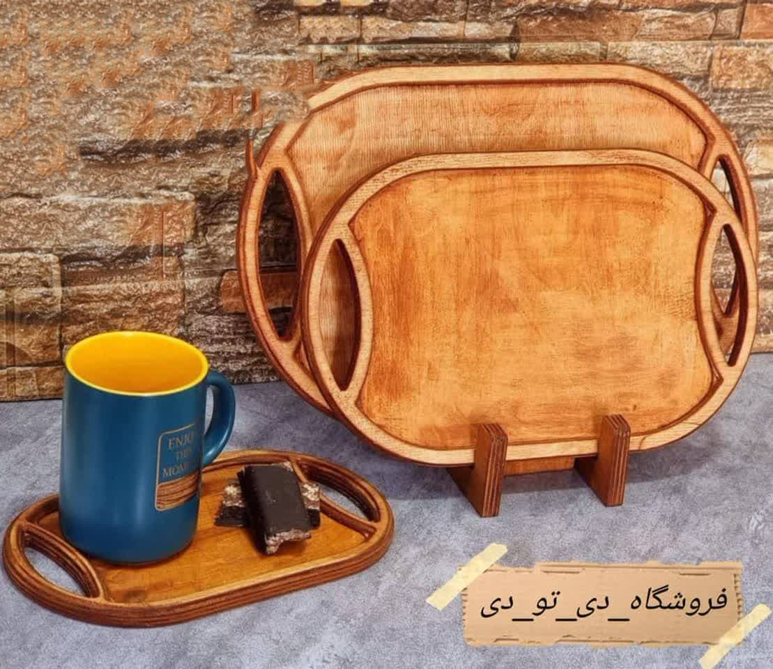 تصویر از سینی بیضی3تیکه دسته سرخود