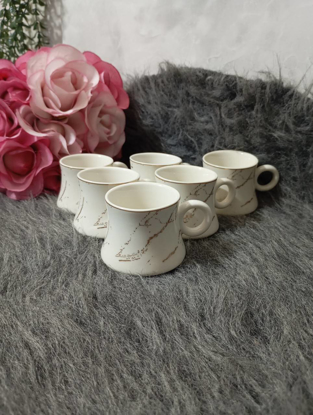 تصویر از ست قهوه خوری6تیکه سفید ماربل