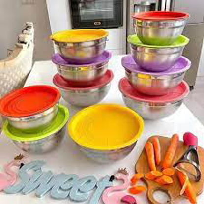 تصویر از کاسه استیل درب رنگی