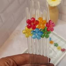 تصویر از نی  شربت شیشه ای گلدار